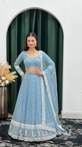 Sky Blue Threadwork Lehenga Set