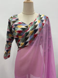 Dhaka Border Chiffon Saree with Blouse