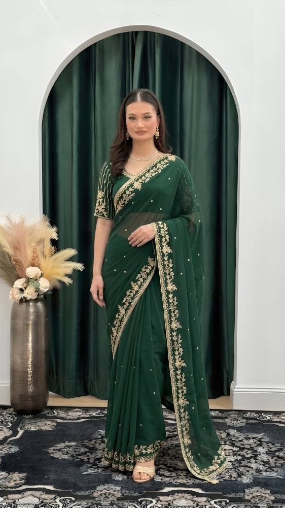 Chandani Embroidered Georgette Saree Set