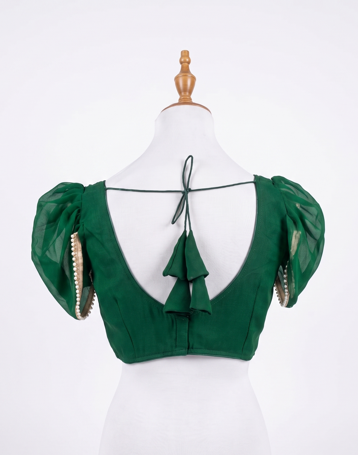 Festive Organza Puff-Sleeve Blouse