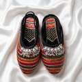 Silver beaded Kolapuri shoe with Elastic support