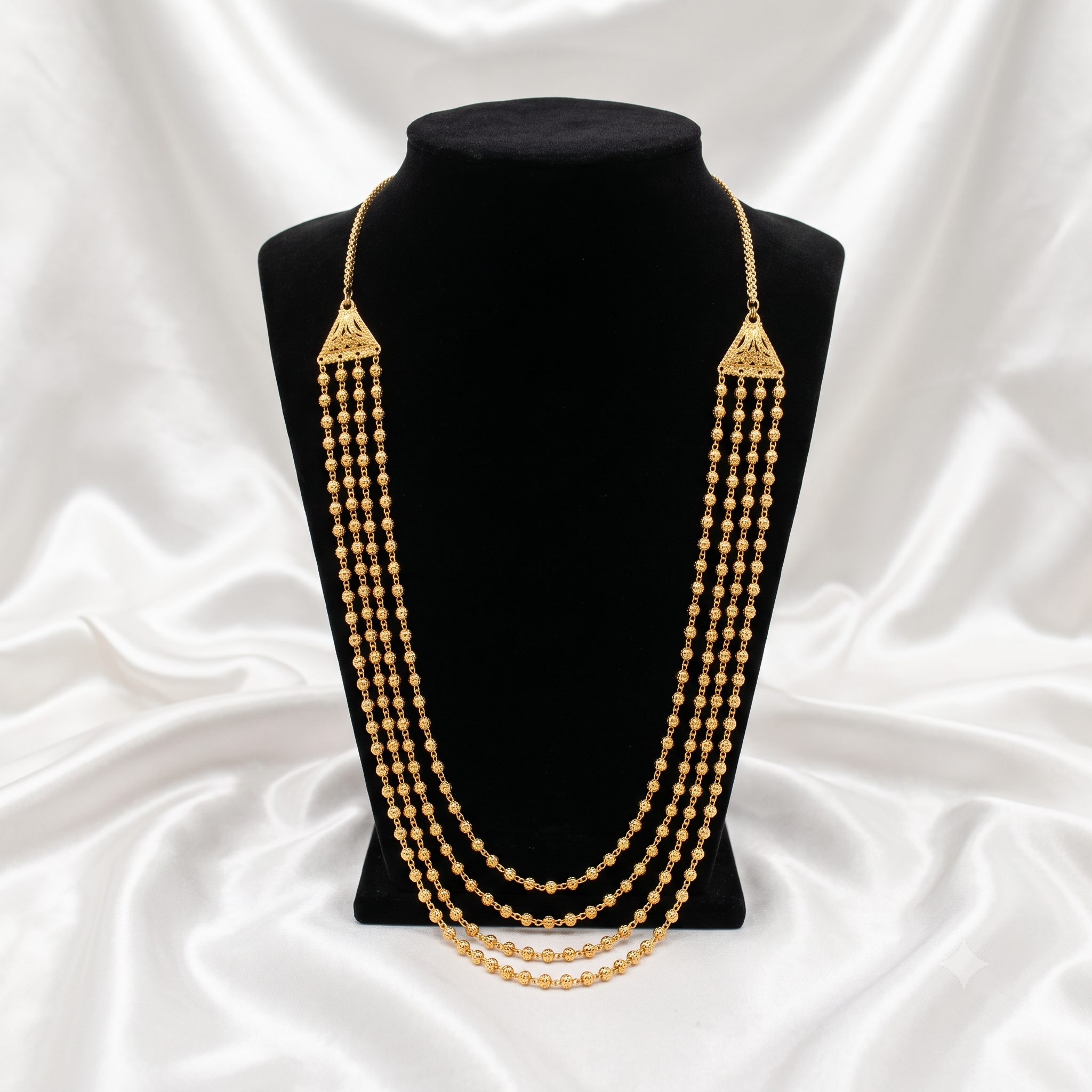 The Classical Gold Bead 4-Strand Kantha Haar