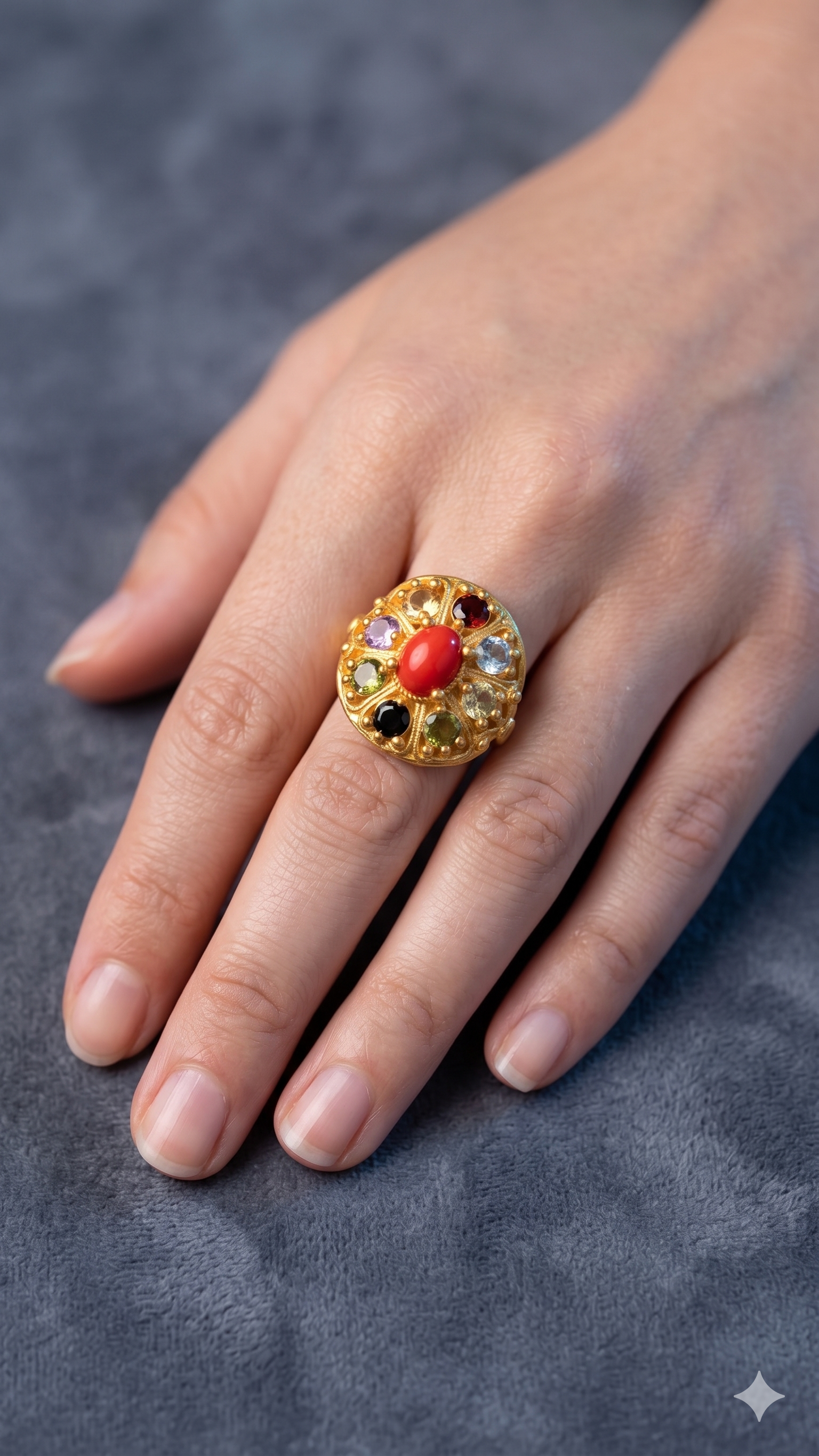 The Navaratna Mandala Statement Ring