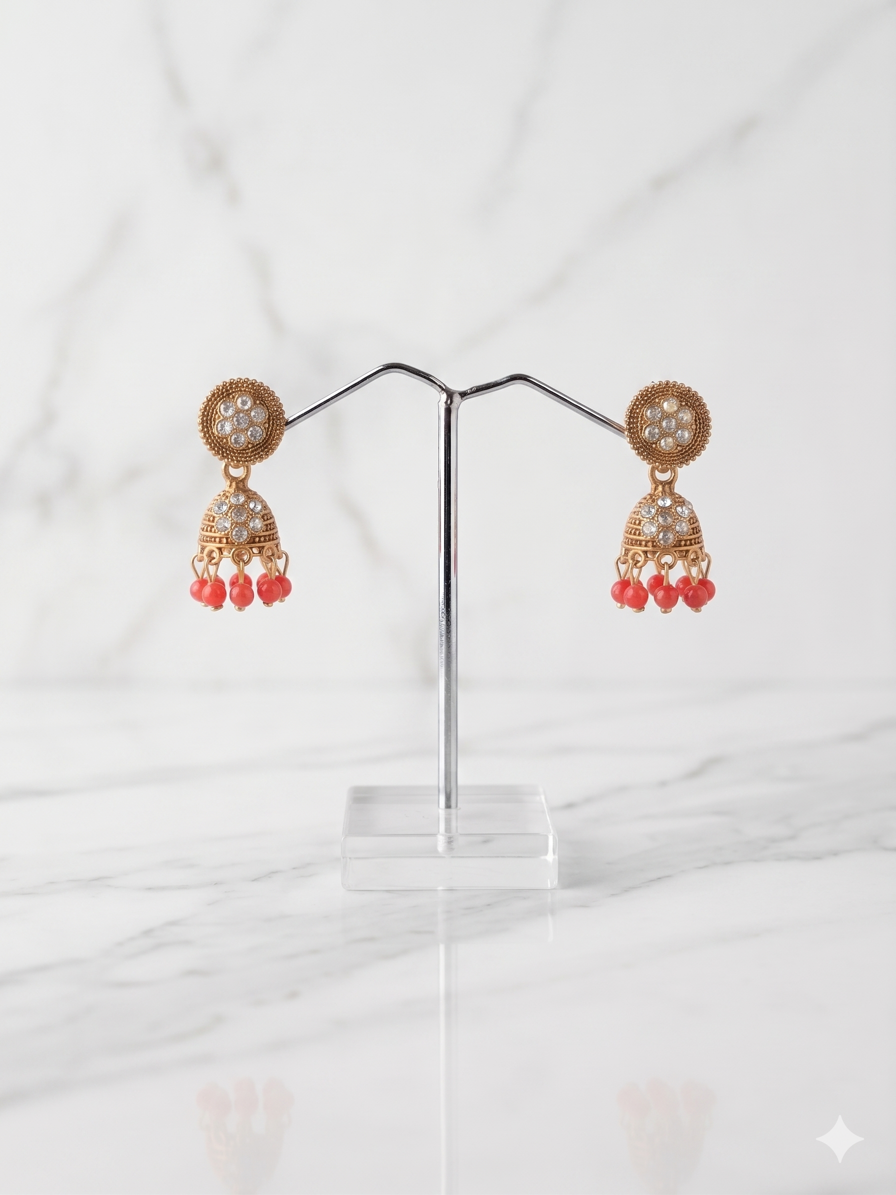 Crimson Coral Festive Jhumkas