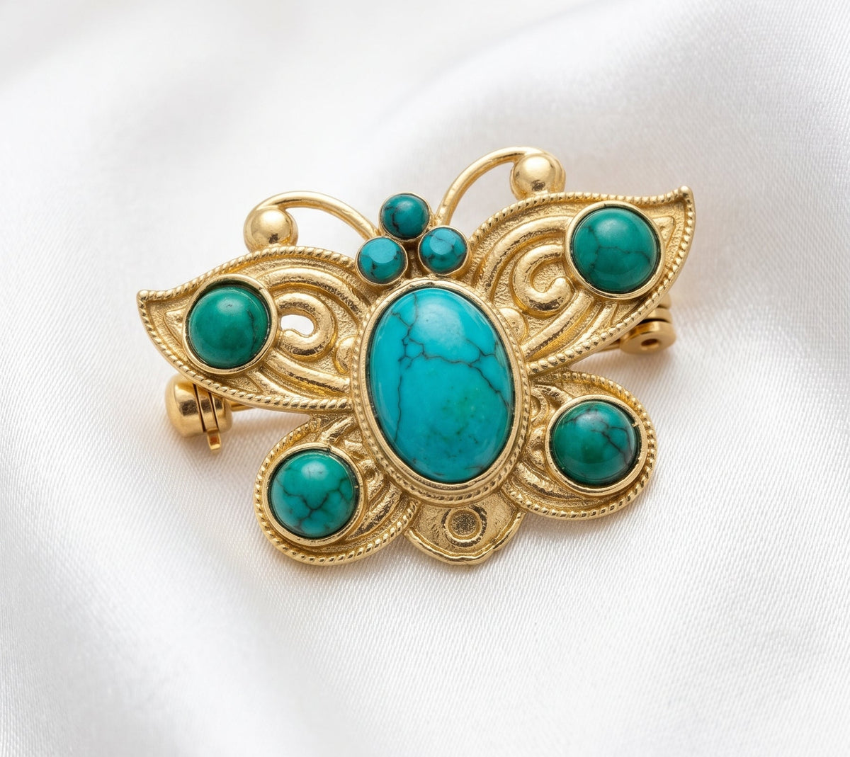 Tribal Butterfly Stone Brooch