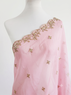 Sequin Embroidered Organza Shawl with Pearl Trim