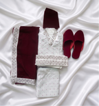 Royal Maroon & Ivory Velvet Groom Set