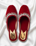 Royal Crimson Velvet jhumka Juttis