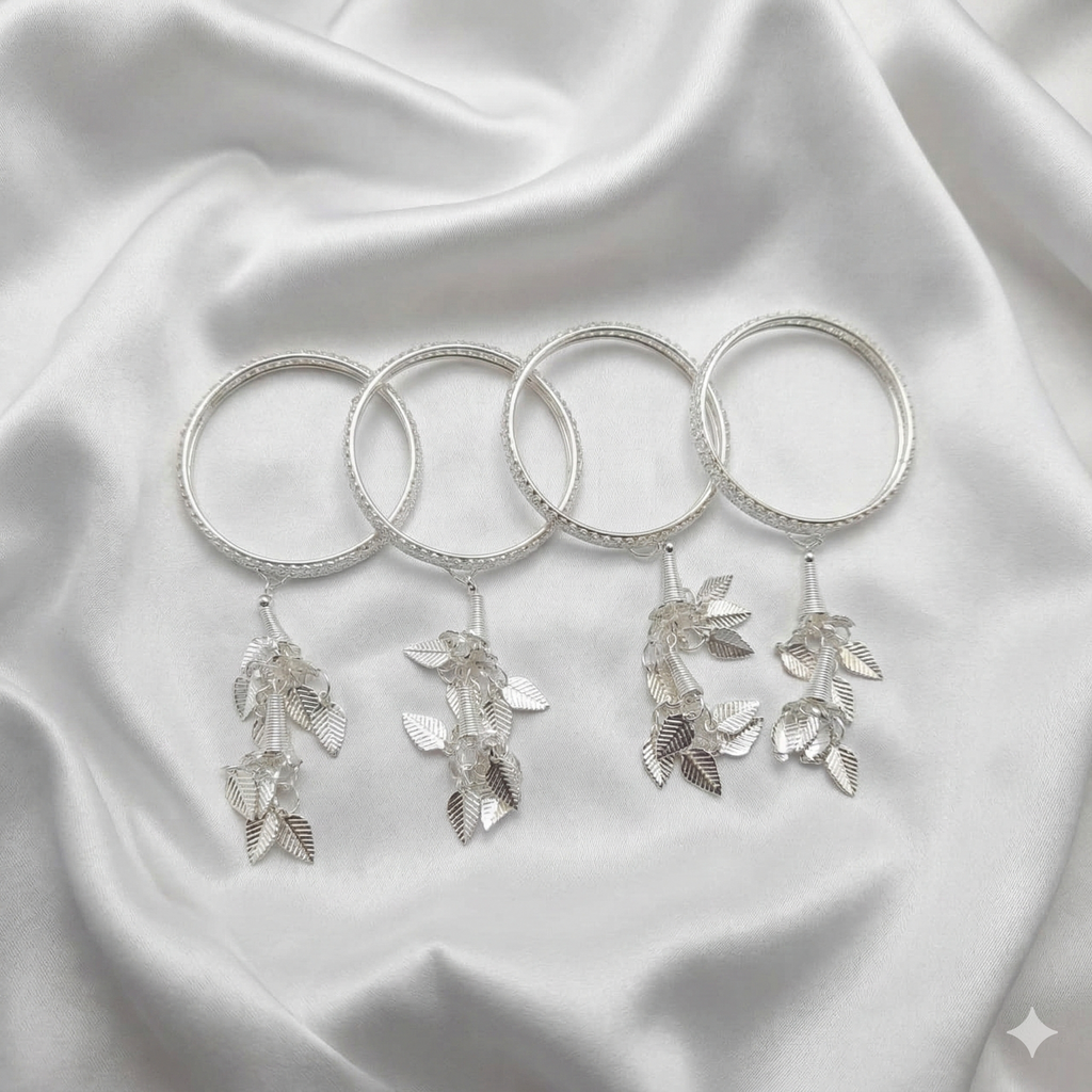 Radiant Kids' Silver-Tone Charm Bangles