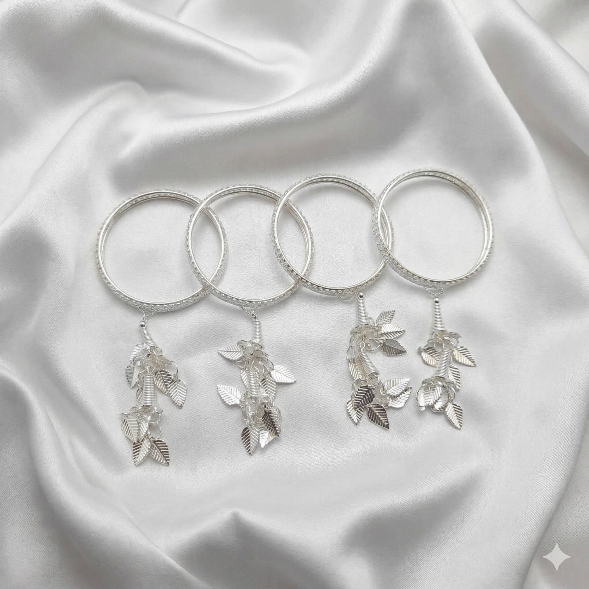 Radiant Kids' Silver-Tone Charm Bangles