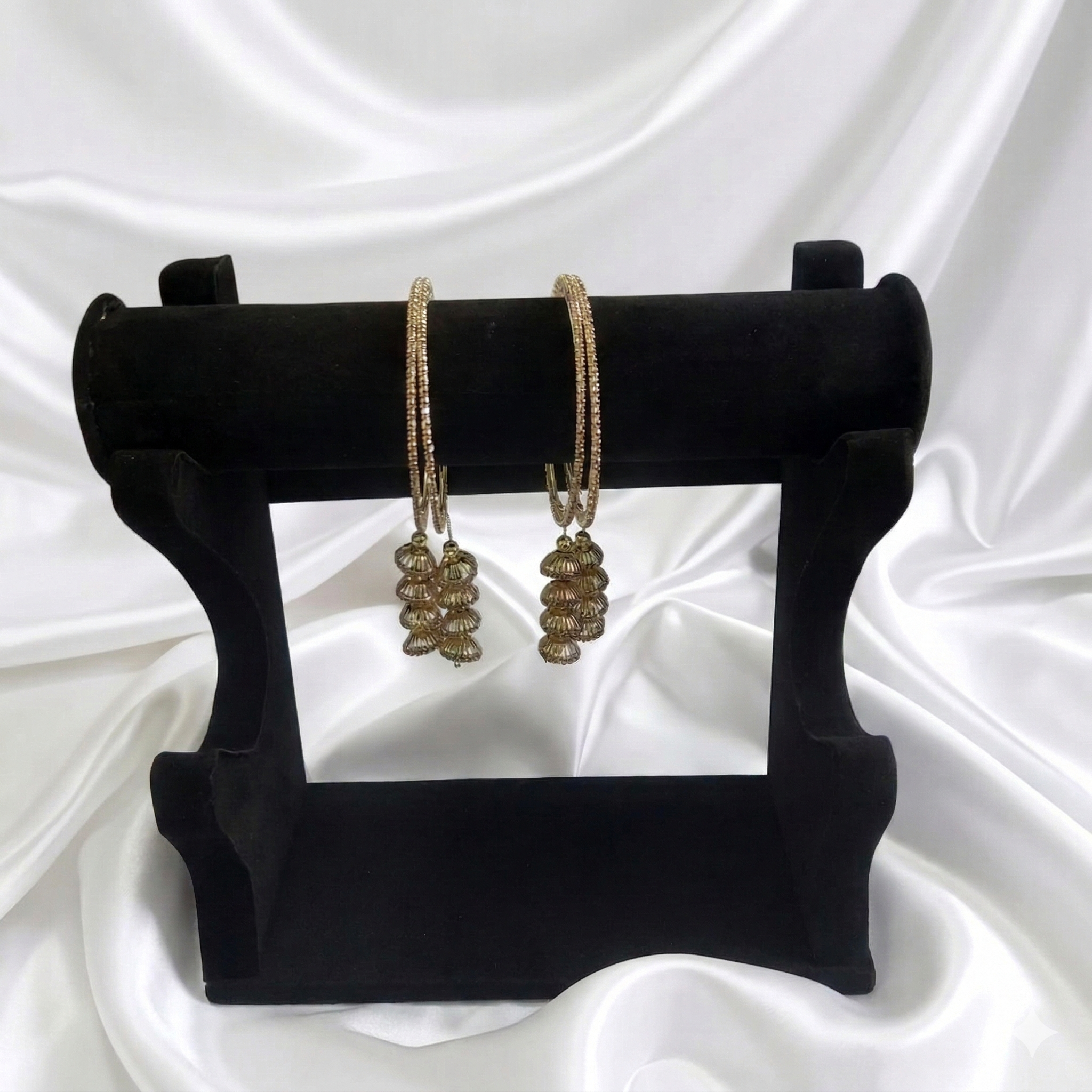 Ornate Gold-Tone Jhumka Bangle Set