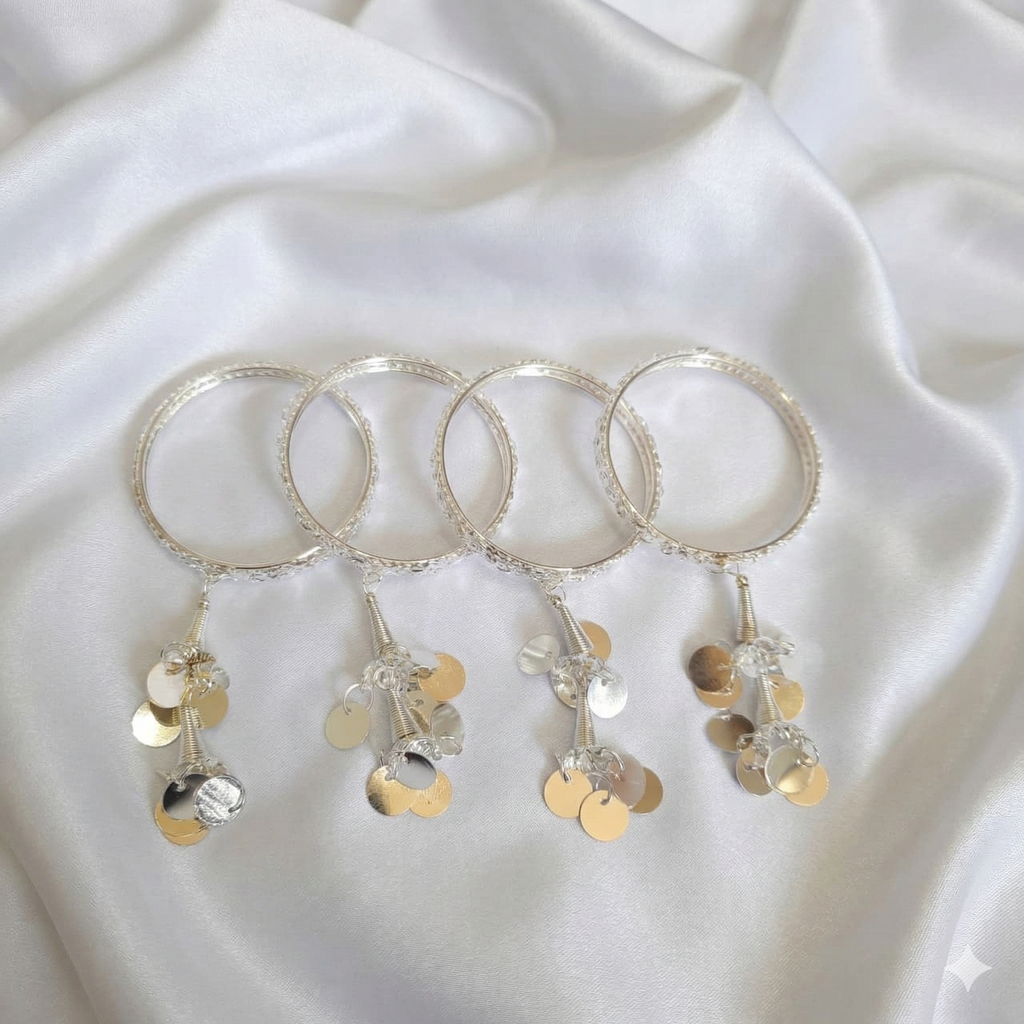 Radiant Kids' Silver-Tone Charm Bangles