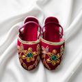 Gold Embroidery Flat Velvet shoes with Elastic Support