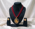 Radha Krishna Ruby Bead Statement Necklace Set