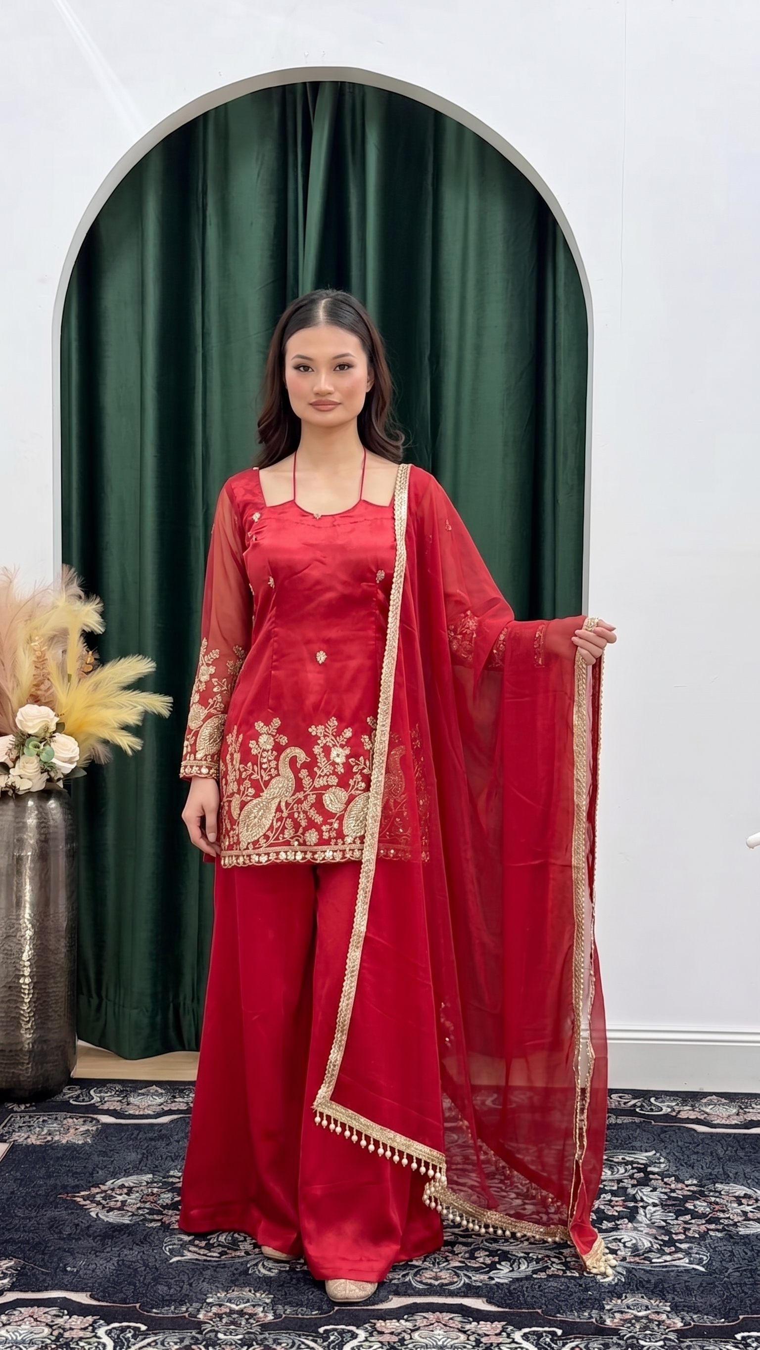 The Mayur Crimson Sharara Set