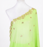 Sequin Embroidered Organza Shawl with Pearl Trim