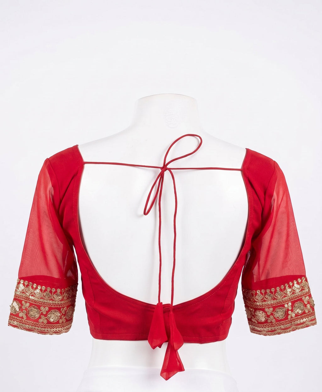 Crimson Radiance Pre-Stitched Festive Saree Set