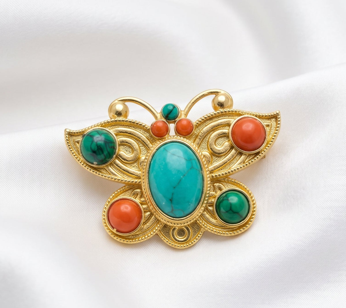 Tribal Butterfly Stone Brooch