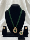 Royal Emerald & Kundan-Style Pendant Set