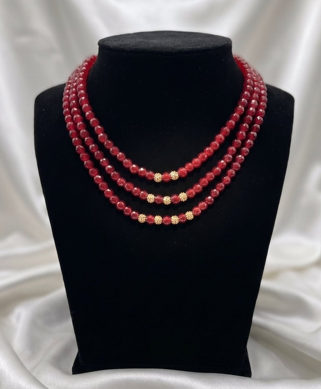 The Royal Triple-Strand Pearl & Coral Necklace