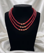 The Royal Triple-Strand Pearl & Coral Necklace