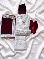 Royal Maroon & Ivory Velvet Groom Set