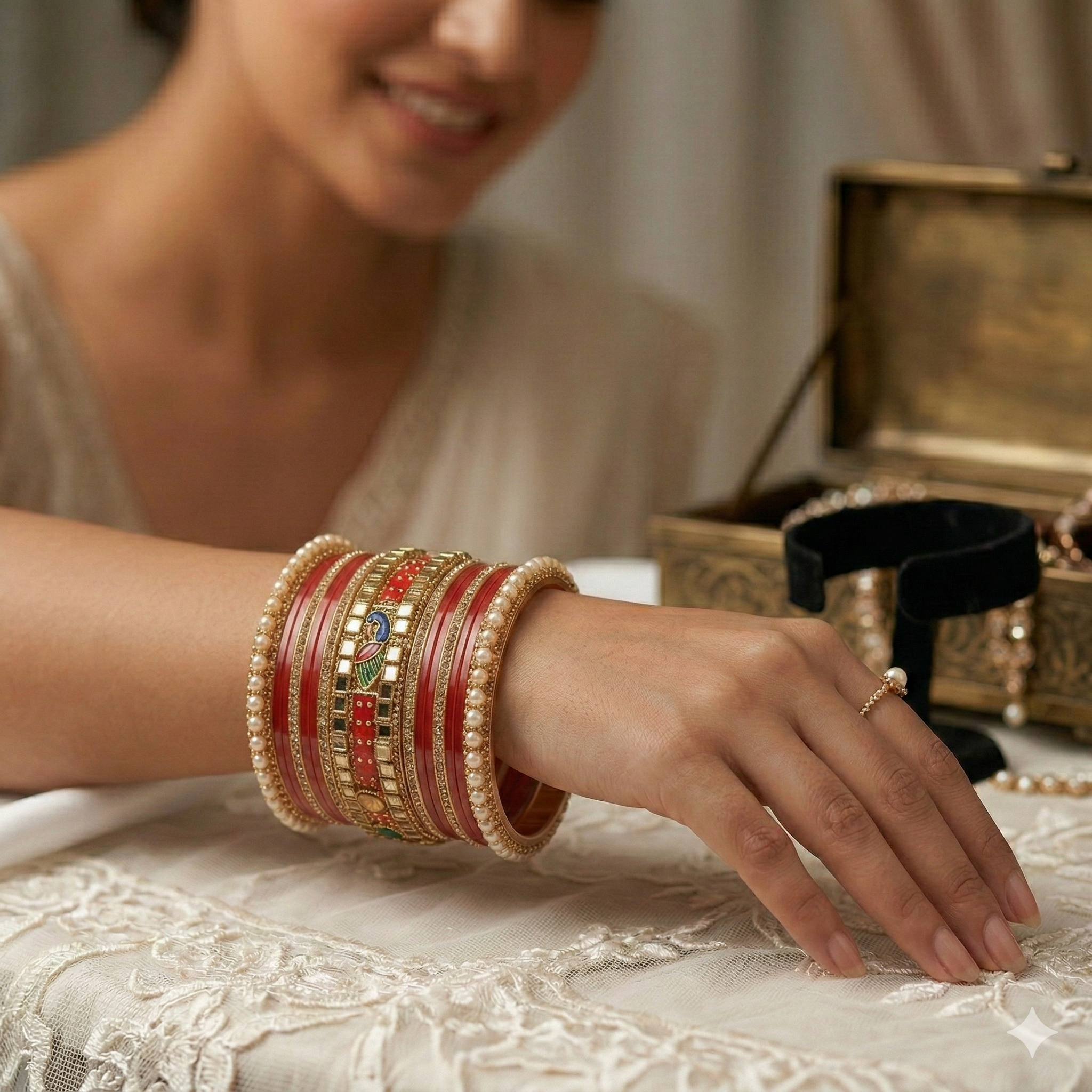 The Royal Peacock Motif Traditional Chura Set