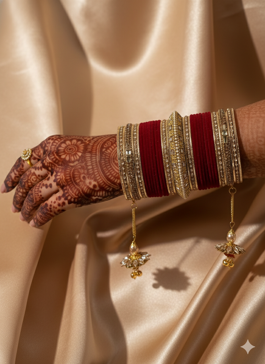 The Butta Crimson Ladkan Chura Set