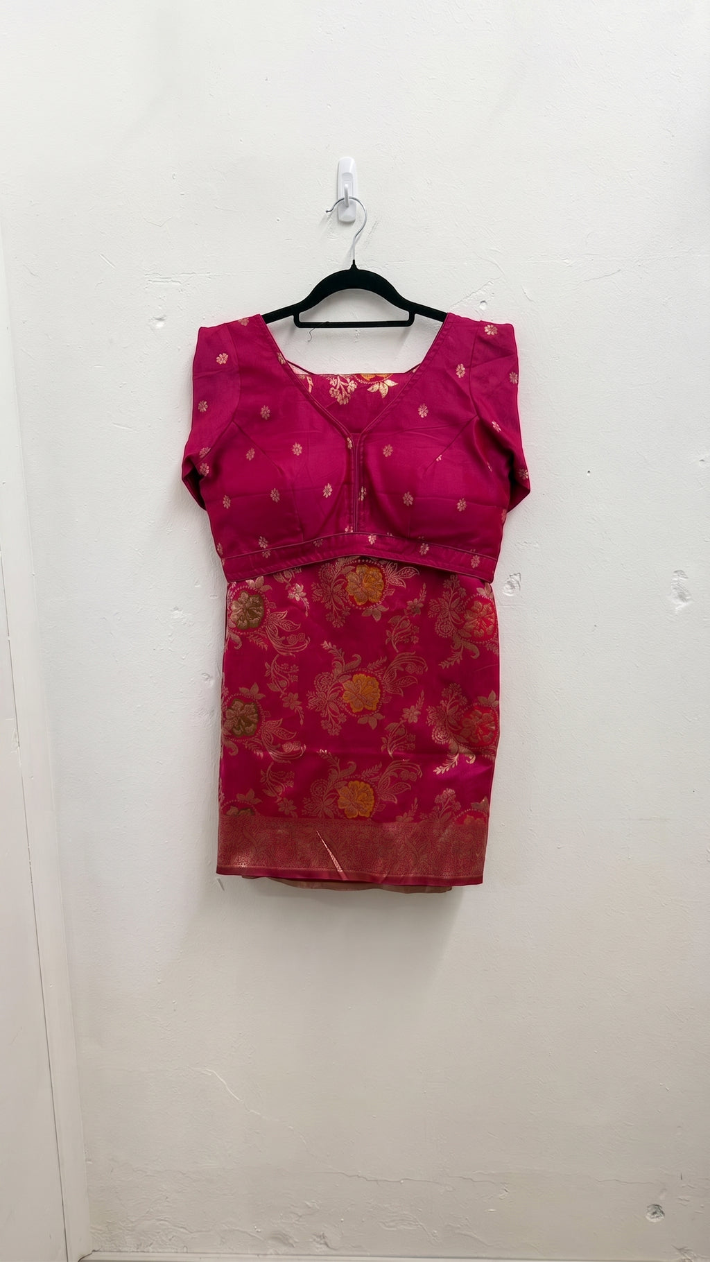 Pink Banarasi Silk Saree Set