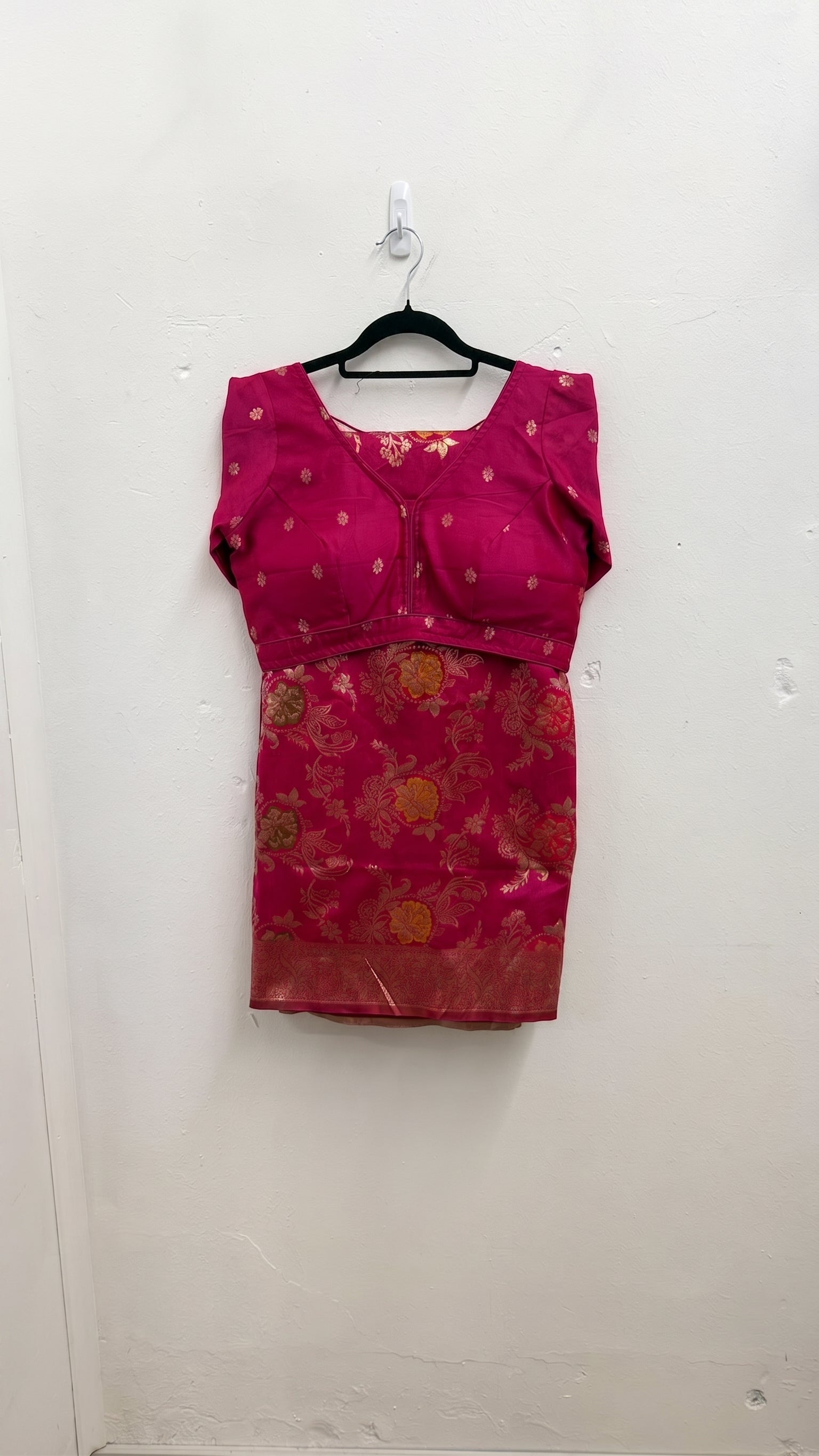Pink Banarasi Silk Saree Set