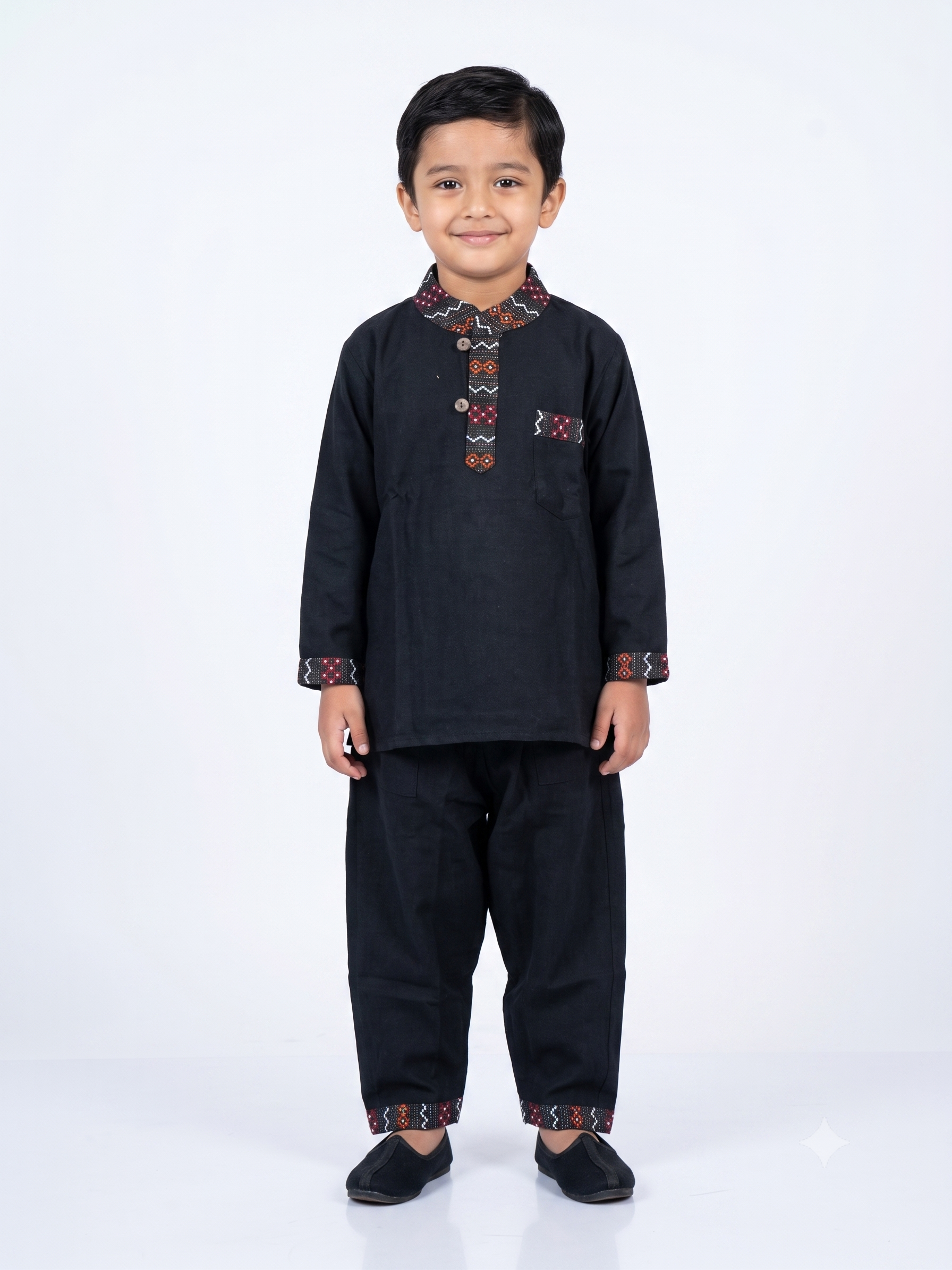 Classic Black Ethnic Kurta Set for Boys
