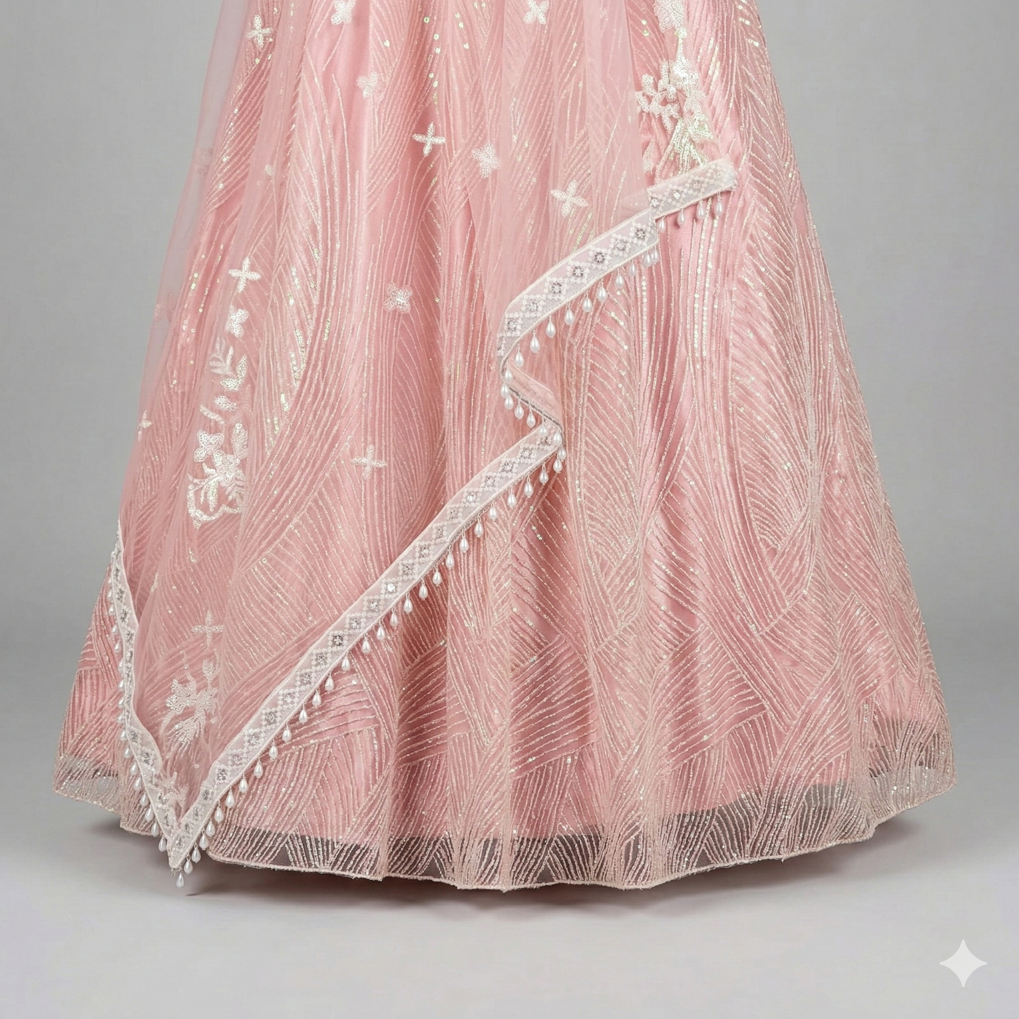 Blush Shimmer Floral Lehenga Set