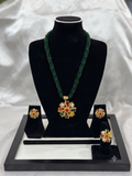 Navaratna Multi-Gemstone Floral Pendent Necklace Set