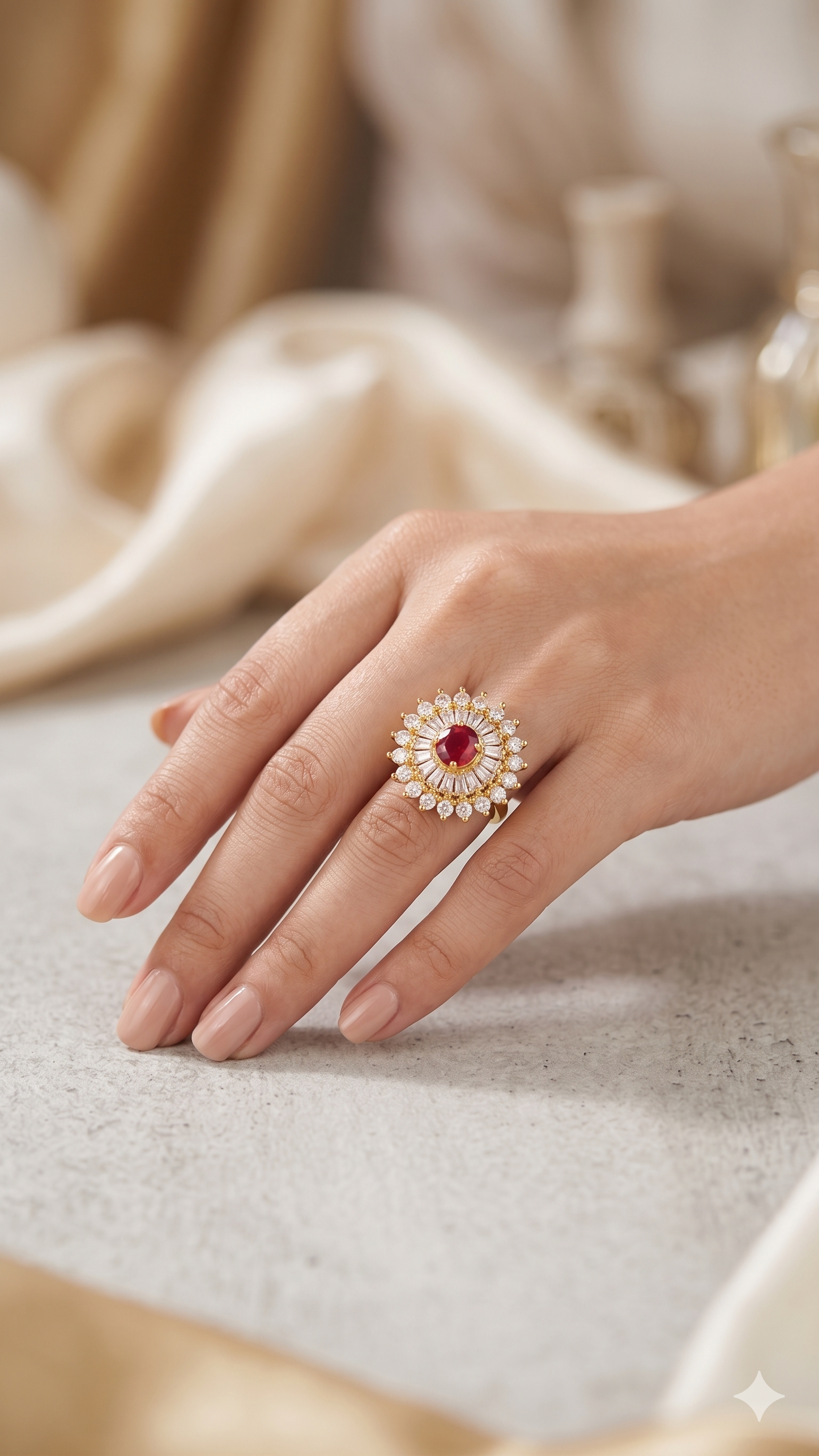 Ruby Sunburst Ring