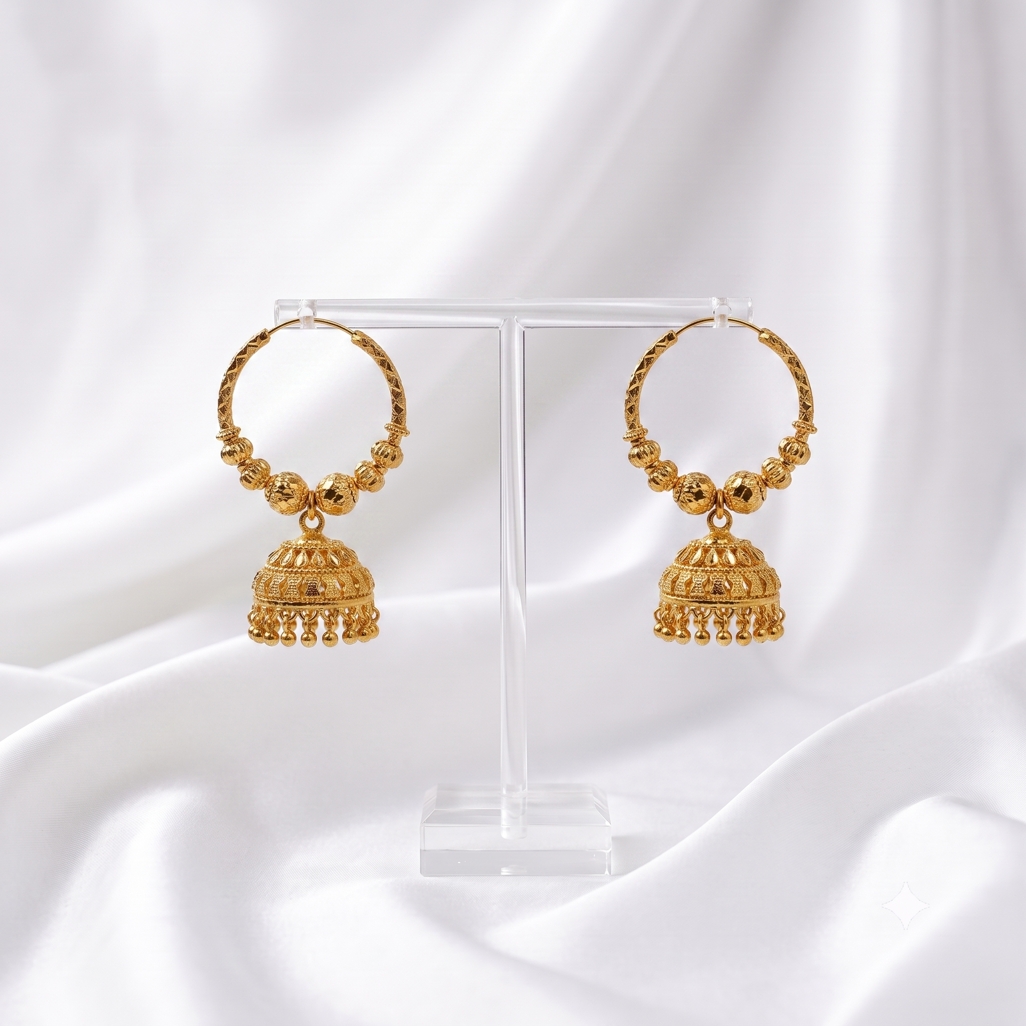 Gold-Plated Jhumka Hoop Earrings