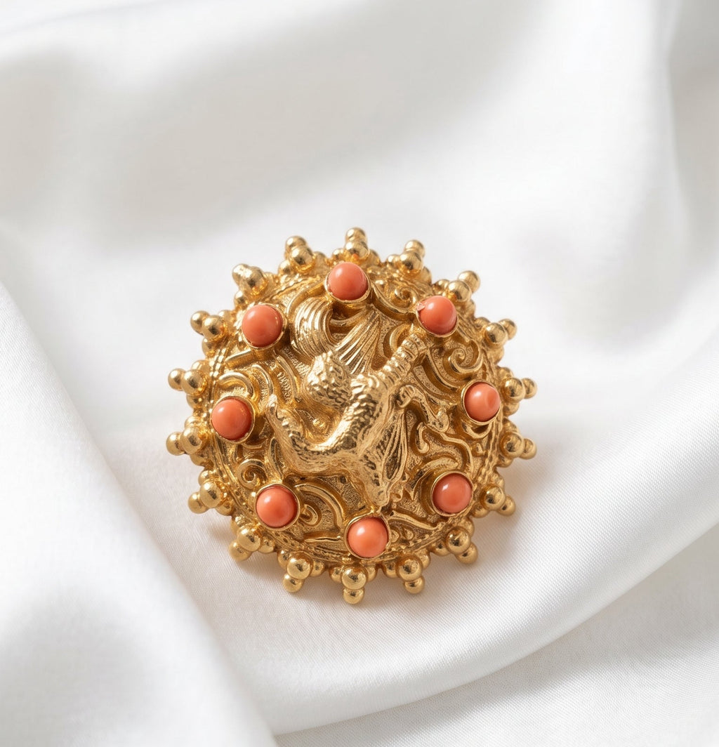 Gold Medallion Brooch