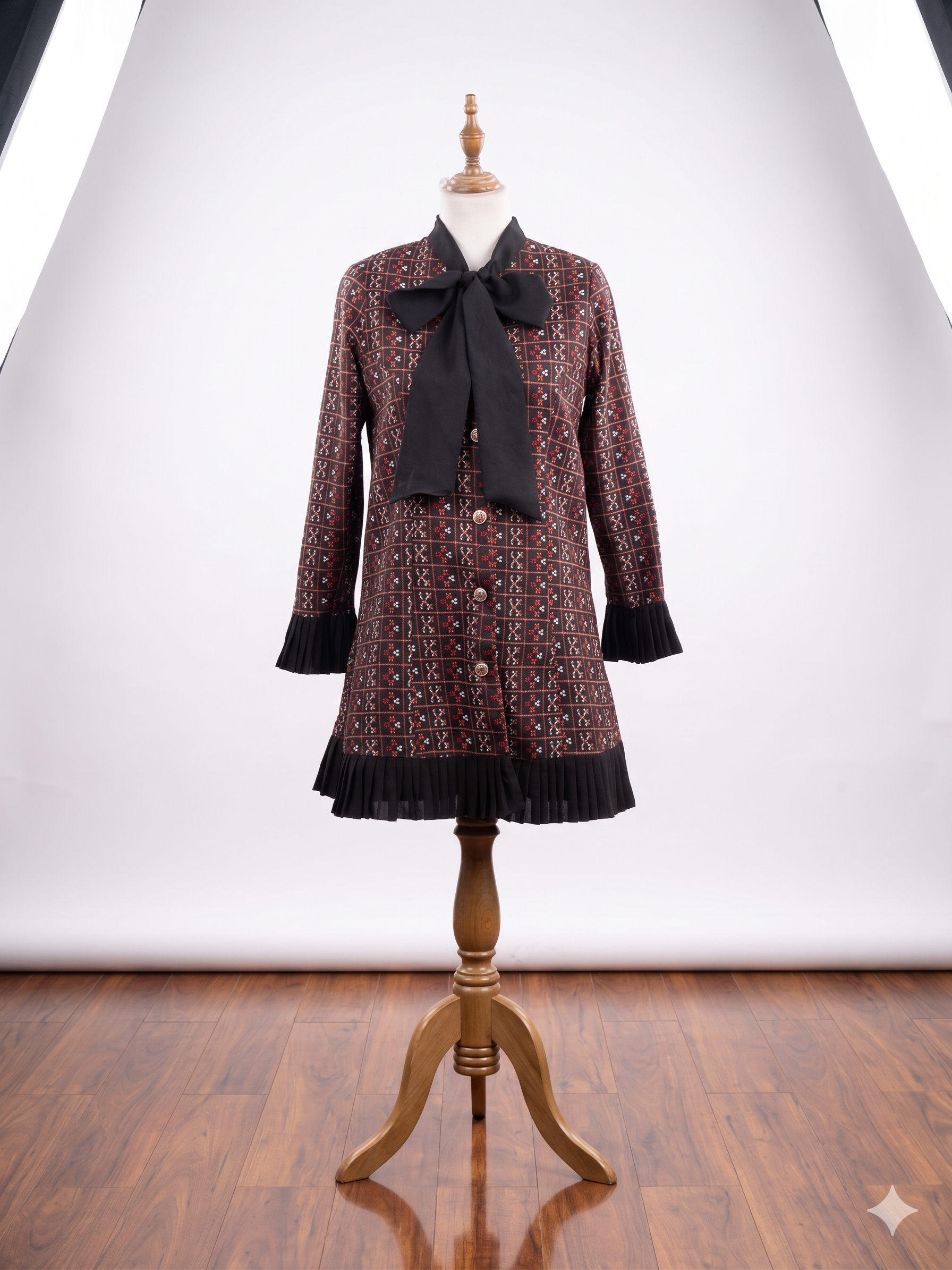 Modern Ethnic Woven Flare Coat Dress