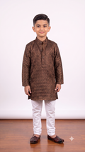 Royal Bronze Woven Jacquard Kurta Set