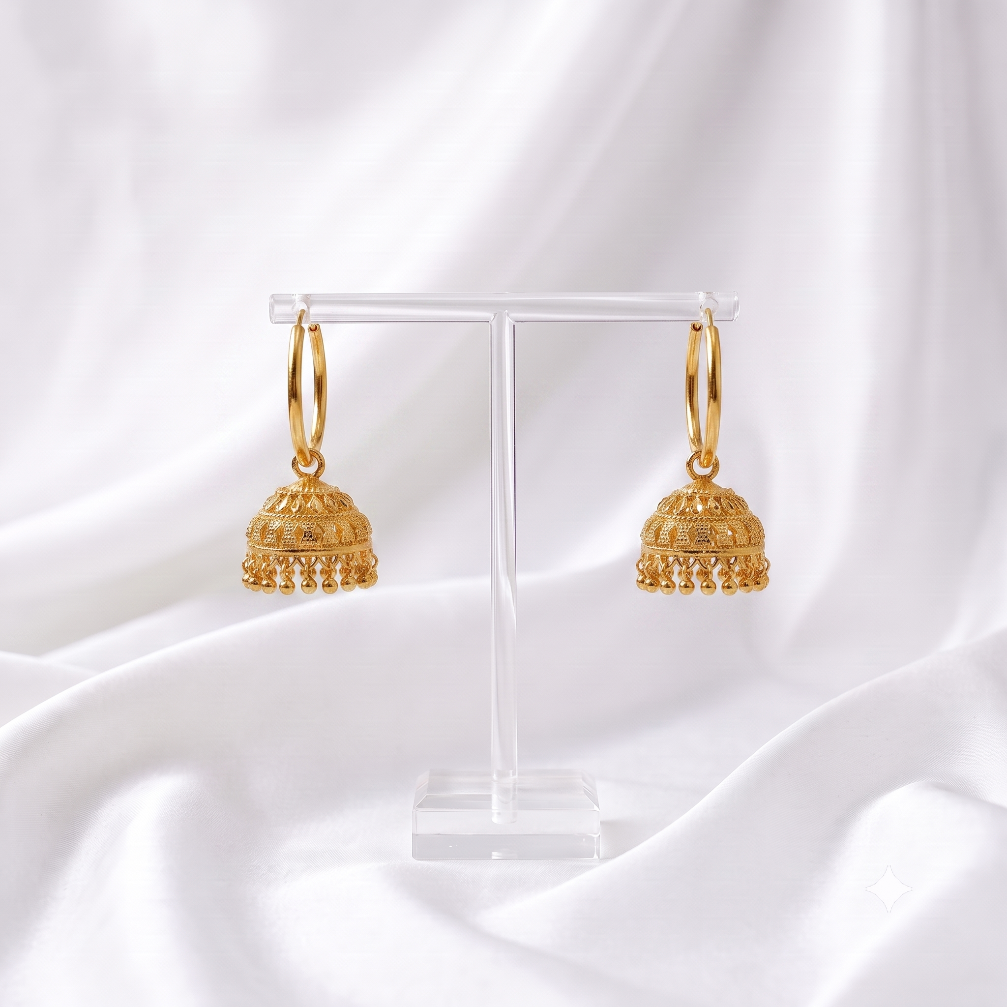 Classic Gold Filigree Jhumka Earrings