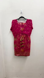 Pink Banarasi Silk Saree Set
