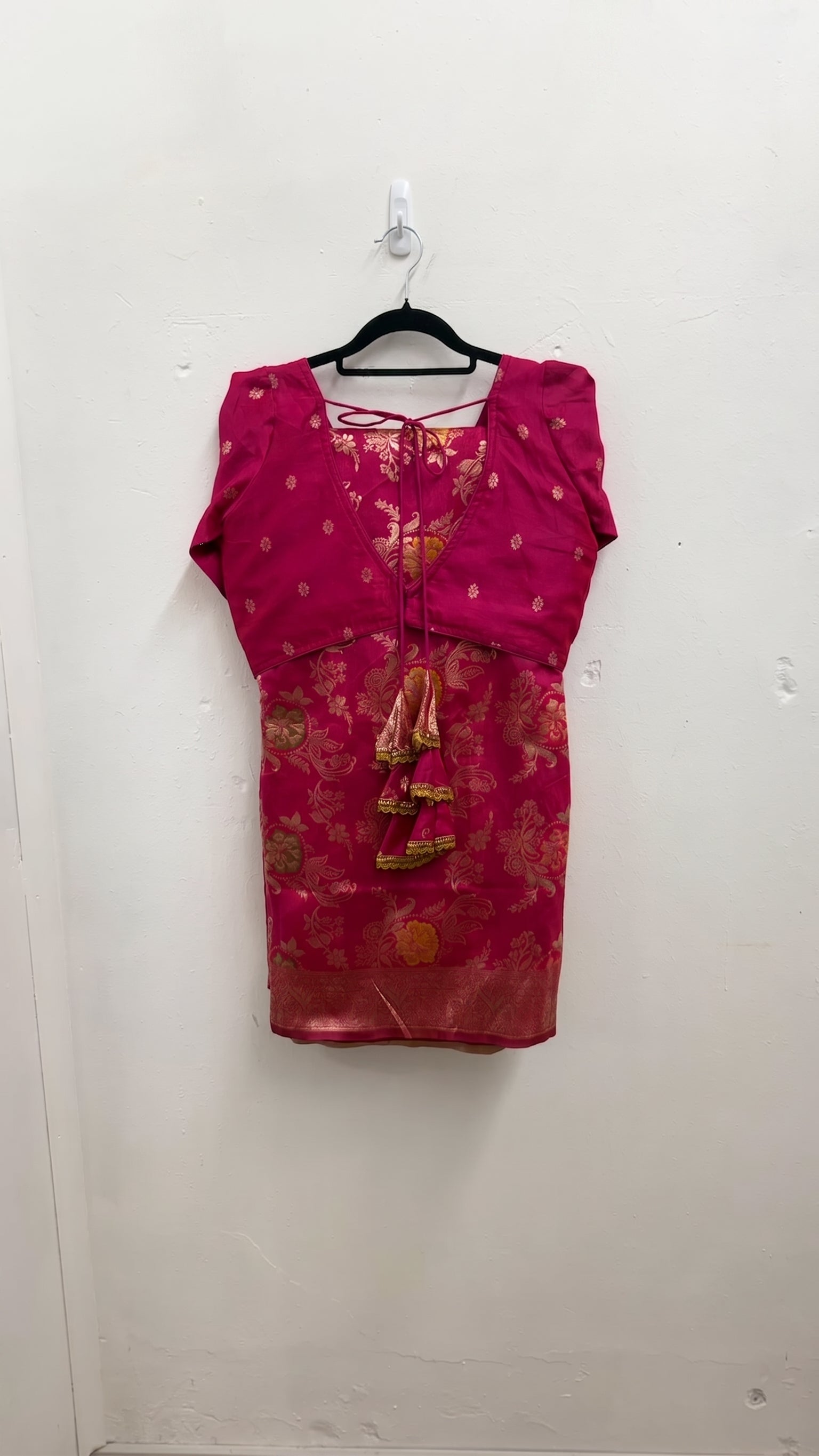 Pink Banarasi Silk Saree Set