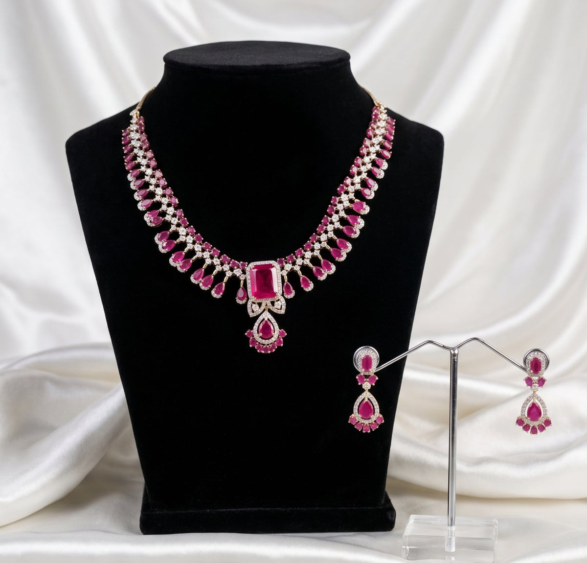 The Rani Pink Empress CZ Necklace Set