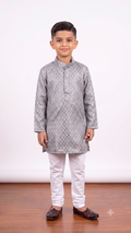 Silver Metallic Patterned Kurta Top