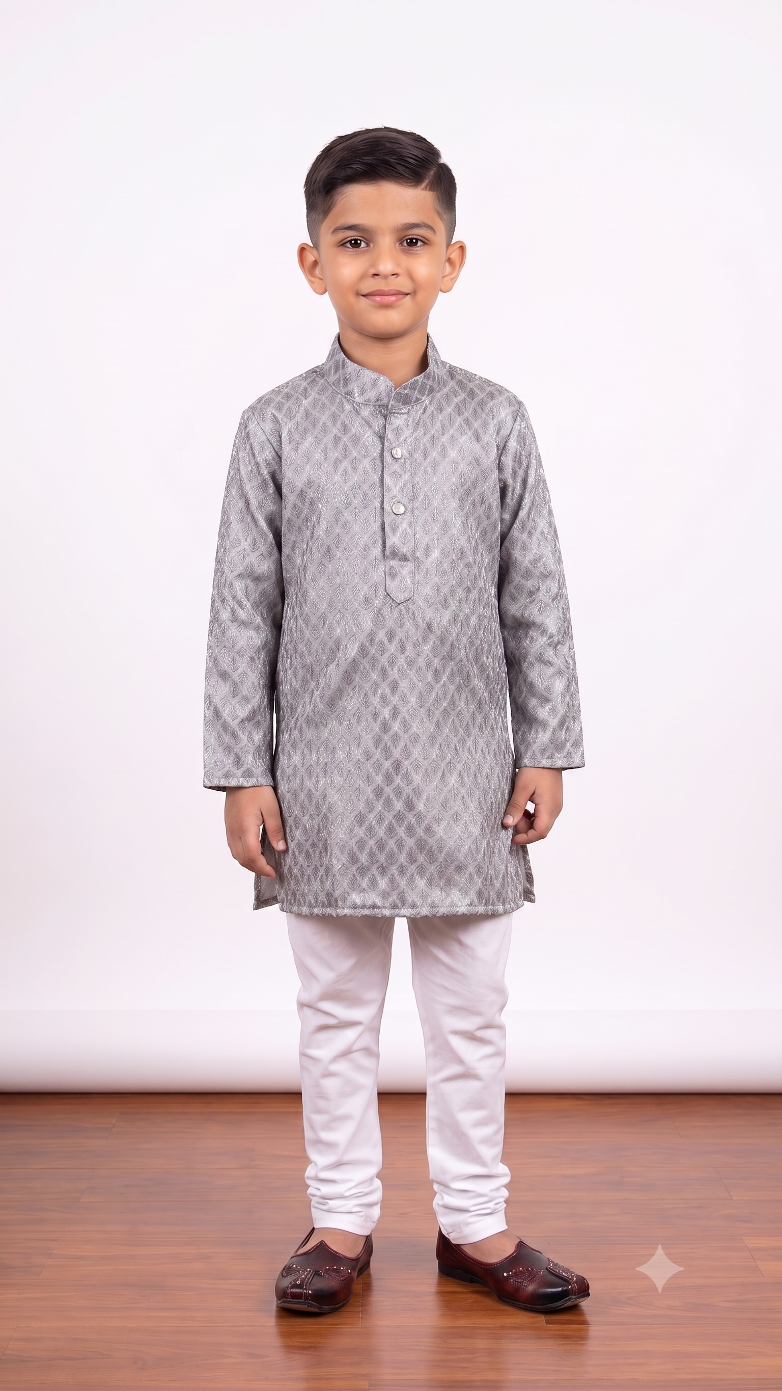 Silver Metallic Patterned Kurta Top