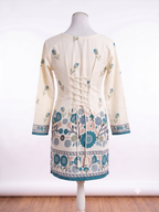 Teal Floral Border Kurti