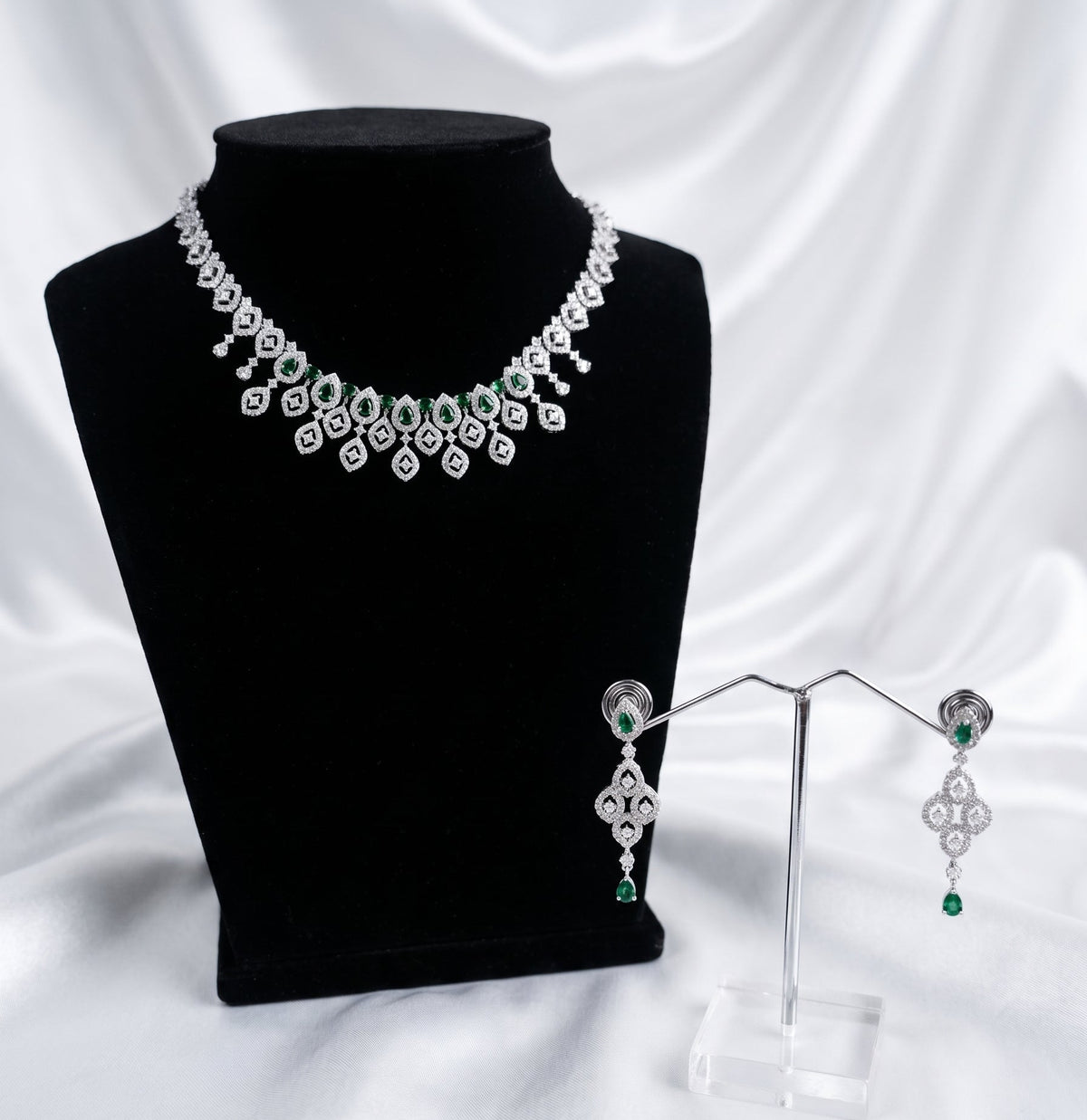 Emerald Grace CZ Choker & Earring Set