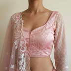 Blush Shimmer Floral Lehenga Set