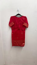 Traditional Crimson Red Silk Saree Set