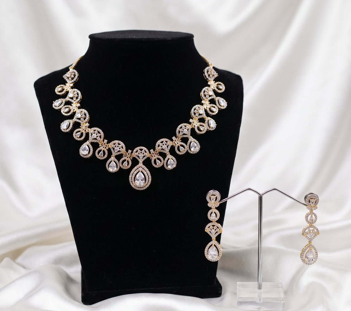 Pear-Cut Cubic Zirconia Statement Necklace Set