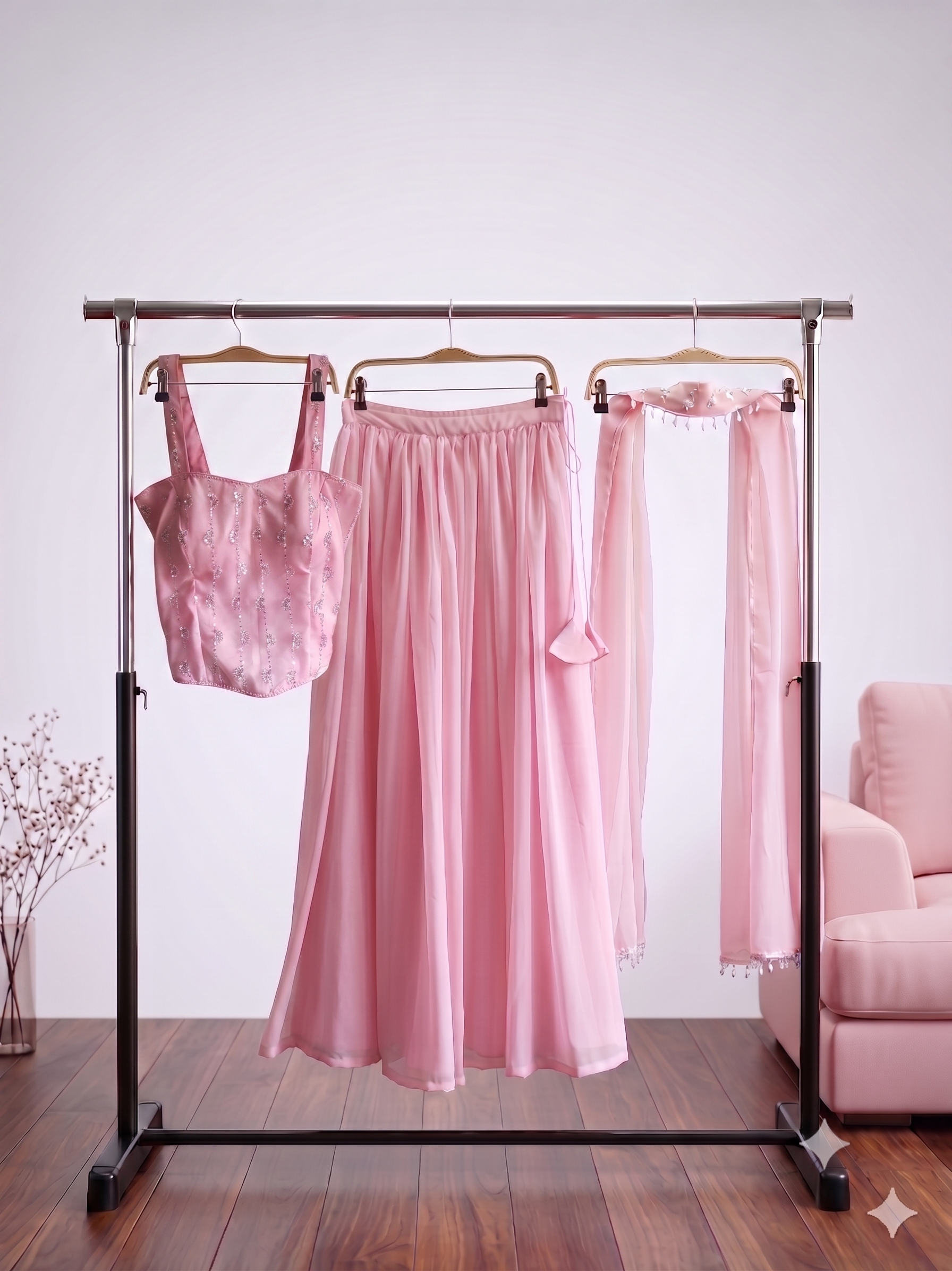Pastel Pink Shimmer Lehenga